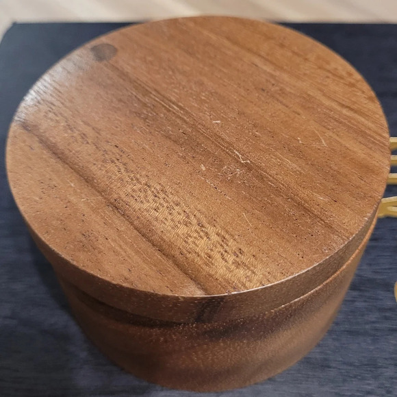 Acacia wood Salt Box with swivel cover - trinket  box - Picture 3 of 5